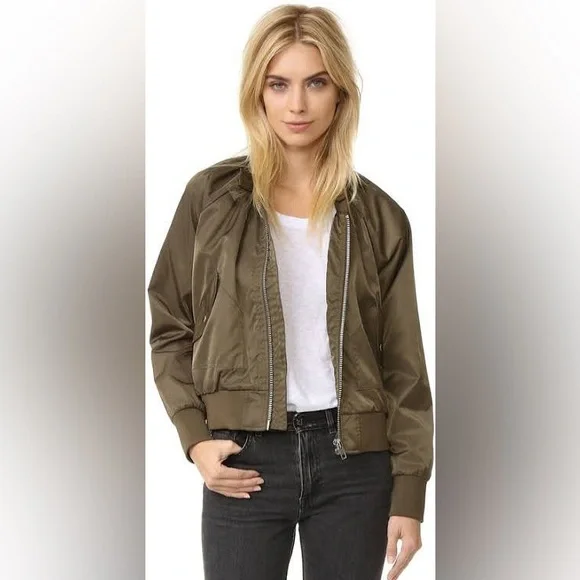 FREE PEOPLE Midnight Bomber Jacket - Moss Fall Winter Casual Trendy Chic - Picture 3 of 15